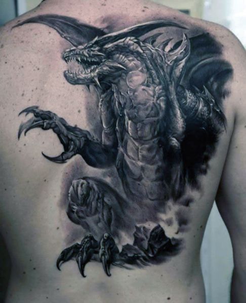 3d dragon back tattoo